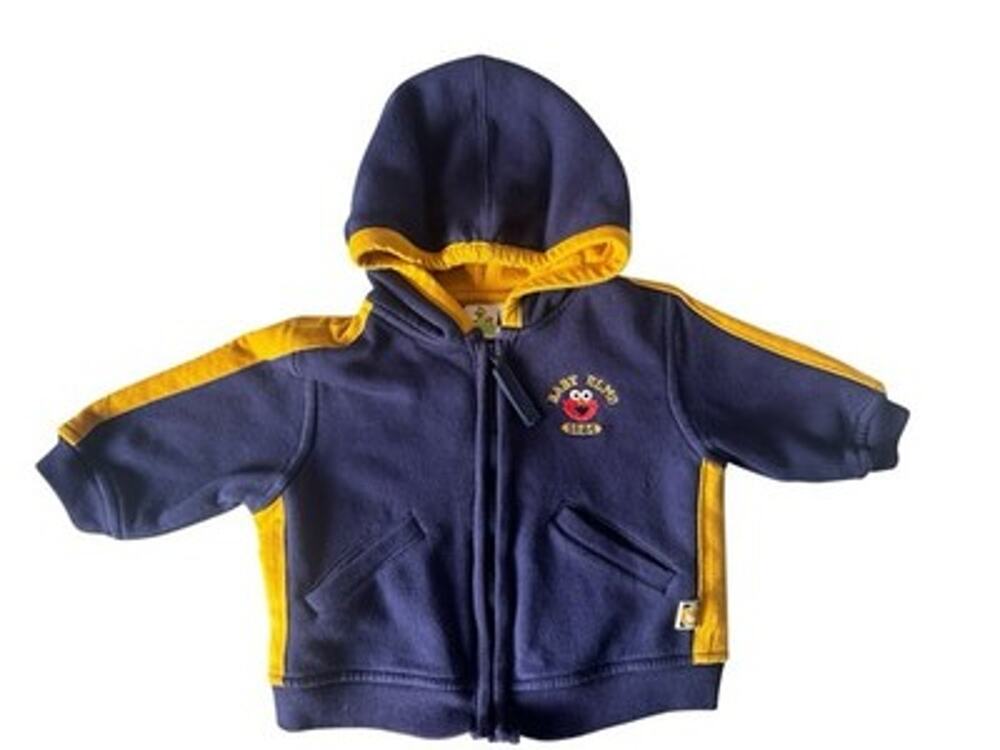 Vintage Y2K Sesame Street Baby Elmo Football Zip Jacket Hoodie Embroidered 12M